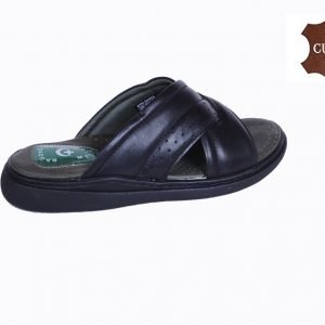 Sandale en vrai CUIR – Confort – Noir (064)