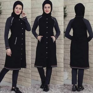Survette Longue pour Femmes_ Noir/Gris_(SL22)