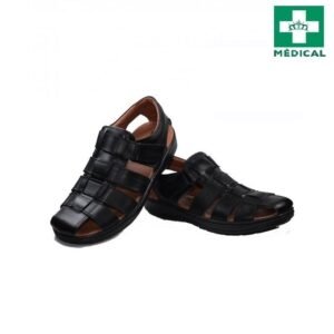 Sandale Médical en vrai CUIR – Confort – Noir (036)