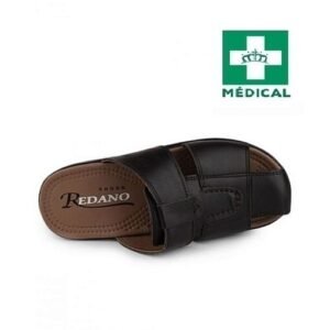 Sandale Médical en vrai CUIR – Confort – Noir (077)